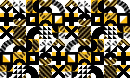 Illustration for Seamless vector abstract background in yellow color, geometric seamless pattern, tiling endless wallpaper with geometrical shapes structure. - Royalty Free Image