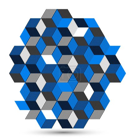 Ilustración de Isométrico 3D cubos vector abstracto fondo geométrico, abstracción arte poligonal diseño gráfico fondo de pantalla, formas cúbicas y formas composición lowpoly estilo. - Imagen libre de derechos