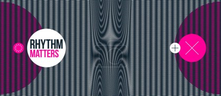 Ilustración de Moire vector fondo abstracto, imagen de efecto digital virtual de contraste lineal, textura hipnótica, arte óptico de moda estilo moderno, rejilla distorsionada en blanco y negro. - Imagen libre de derechos
