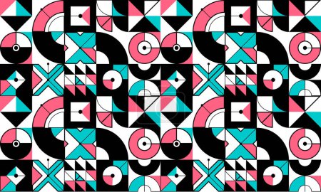 Ilustración de Fondo abstracto vector inconsútil en color rosa, patrón inconsútil geométrico, azulejos fondo de pantalla sin fin con estructura de formas geométricas. - Imagen libre de derechos