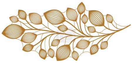 Illustration for Floral vector design with leaves and branches isolated over white, classical elegant fashion style banner or text divider for design, luxury vintage linear emblem or frame element. - Royalty Free Image