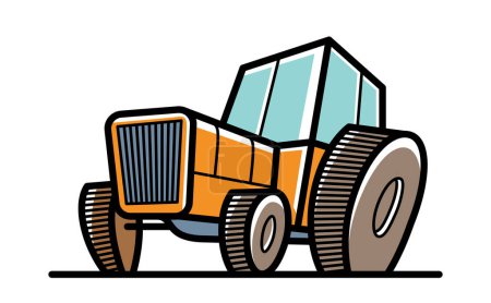 Téléchargez les illustrations : Tracteur vecteur dessin animé icône de style isolé sur fond blanc. - en licence libre de droit
