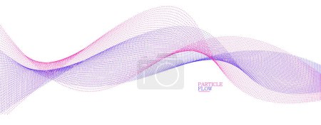 Illustration for Smooth background with wave of flowing particles abstract vector art, easy and soft relaxing curve lines dots in motion, airy and soft illustration. - Royalty Free Image