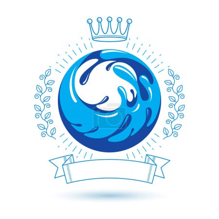 Illustration for Ocean freshness theme vector symbol for use in spa and resort organizations. Mineral water advertising. Alternative medicine concept. - Royalty Free Image