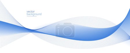 Ilustración de Curva forma flujo vector fondo abstracto en gradiente azul claro, concepto dinámico y de velocidad, tecnología futurista o arte en movimiento. - Imagen libre de derechos
