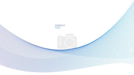Illustration for Light blue abstract background, vector wave of flowing particles, curvy lines of dots in motion, technology and science theme, airy and ease futuristic illustration. - Royalty Free Image