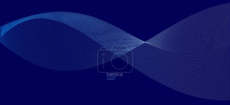 Illustration for Dark blue airy particles flow vector design, abstract background with wave of flowing dots array, digital futuristic illustration, nano technology theme. - Royalty Free Image
