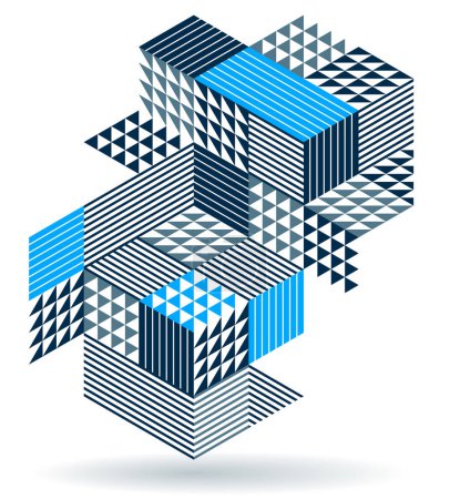 Ilustración de Isométrico 3D cubos vector abstracto fondo geométrico, abstracción arte poligonal diseño gráfico fondo de pantalla, formas cúbicas y formas composición lowpoly estilo. - Imagen libre de derechos