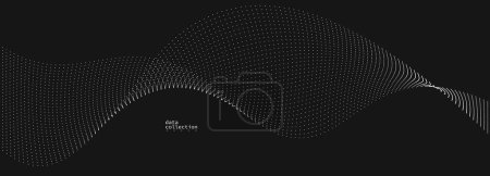 Ilustración de Diseño de vectores de flujo de partículas aireadas grises oscuras, fondo abstracto con matriz de puntos fluidos, ilustración futurista digital, tema de tecnología nano. - Imagen libre de derechos