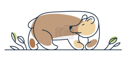 Ilustración de Divertido vector de ilustración oso, aislado sobre blanco. - Imagen libre de derechos
