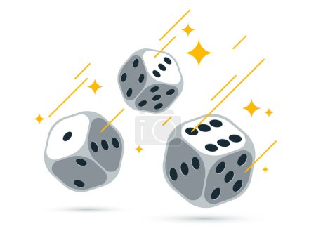 Dice vector 3d objects isolated illustration, gambling games design, board games, realistic cubes fortune luck.