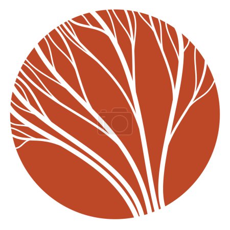 Ilustración de Plantilla de diseño de logotipo lineal vintage floral redonda para boutique o logotipo de hotel o salón aislado en blanco, hermoso dibujo de línea de hojas composición en un círculo, naturaleza de crecimiento de ramas. - Imagen libre de derechos