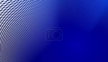 Fond abstrait vectoriel pointillé, points bleu foncé dans le flux de perspective, thème d'information multimédia, image de la technologie Big Data, toile de fond cool.