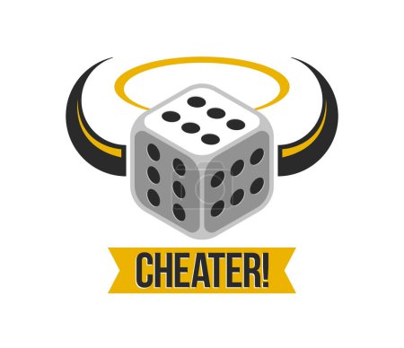 Cheater concept with dice that have number 6 on every side vector illustration.