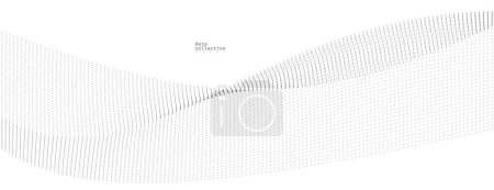 Illustration for Grey dots in motion vector abstract background, particles array wavy flow, curve lines of points in movement, technology and science illustration. - Royalty Free Image
