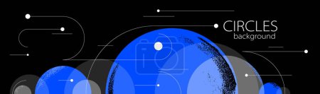Ilustración de Círculos abstractos y líneas de fondo vectorial, plano de tecnología de dibujo de composición geométrica, esquema digital circular de bucle. - Imagen libre de derechos