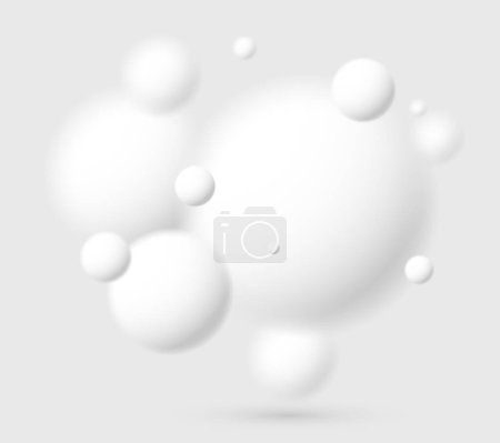 Illustration for Light and soft 3D defocused spheres vector abstract background, relaxing ambient theme with white balls in levitation, atmospheric wallpaper. - Royalty Free Image
