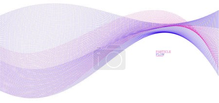 Fondo abstracto vectorial tranquilo con onda de partículas que fluyen, líneas de curva lisas fáciles y suaves puntos en movimiento, ilustración aireada y relajante.