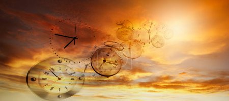 Photo for Clocks in bright sky. Time passing - Royalty Free Image