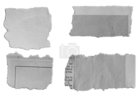 Téléchargez les photos : Quatre morceaux de papier déchiré sur fond uni - en image libre de droit