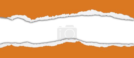 Foto de Agujero rasgado en papel naranja sobre fondo blanco - Imagen libre de derechos