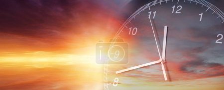 Photo for Clock face in bright sky. Time passing - Royalty Free Image