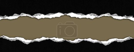 Photo for Ripped black paper on brown background - Royalty Free Image