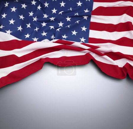 Foto de Bandera americana sobre fondo gris - Imagen libre de derechos
