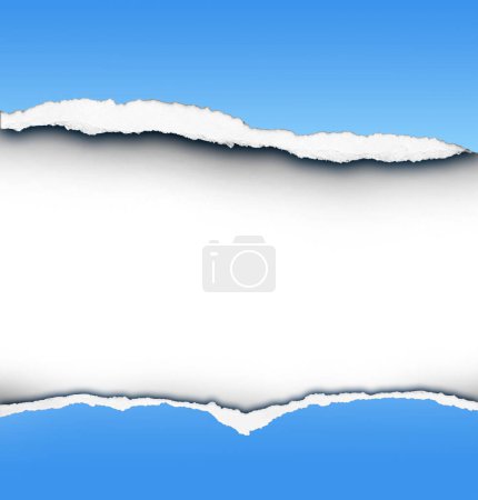 Téléchargez les photos : Ripped blue paper on white background, space for copy - en image libre de droit