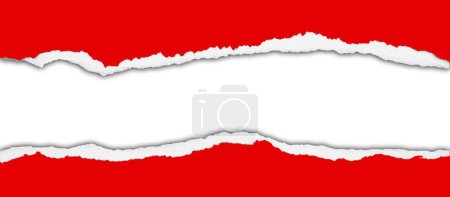 Téléchargez les photos : Trou déchiré en papier rouge sur fond blanc - en image libre de droit