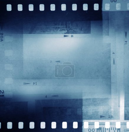 Foto de Película azul tira marcos negativos fondo - Imagen libre de derechos
