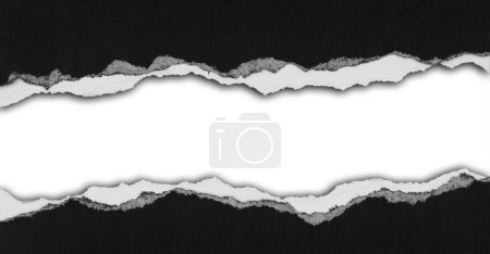 Téléchargez les photos : Papier noir déchiré sur fond uni, espace pour la copie - en image libre de droit