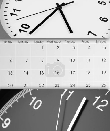 Téléchargez les photos : Horloge visages et calendrier composite - en image libre de droit