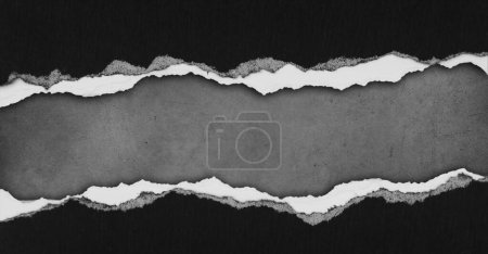 Photo for Ripped black paper on grey background - Royalty Free Image