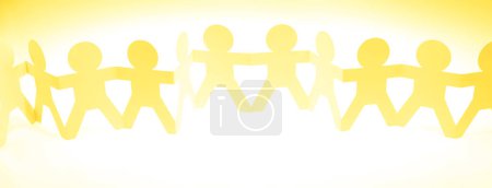 Photo for Paper chain team holding hands. Teamwork. Partnership - Royalty Free Image