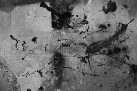 Photo for Splattered black and white paint abstract grunge background - Royalty Free Image
