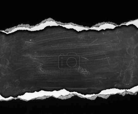Photo for Ripped black paper on blackboard background - Royalty Free Image