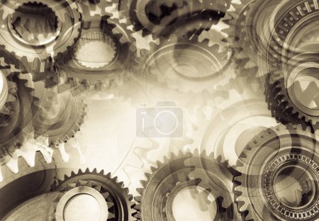 Photo for Close-up of metal cog wheels - Royalty Free Image
