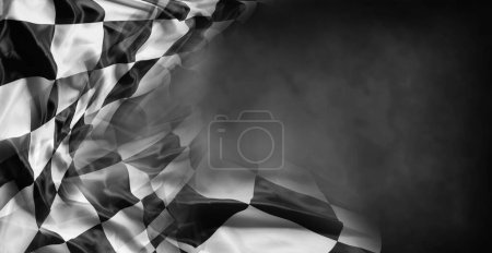 Photo for Checkered racing flag on black - Royalty Free Image