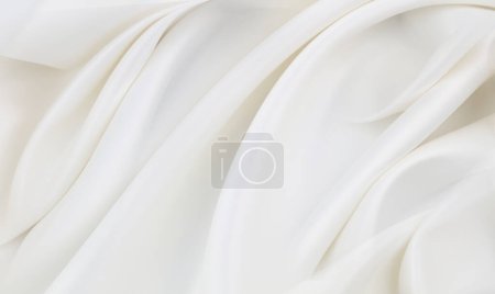 Photo for Rippled white silk fabric texture backgroun - Royalty Free Image