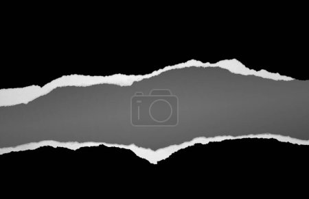 Téléchargez les photos : Papier noir déchiré sur fond gris, espace pour la copie - en image libre de droit