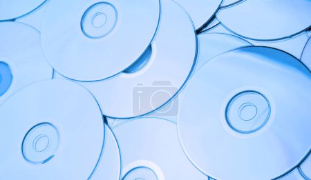 Photo for Compact discs CDs blue tone - Royalty Free Image