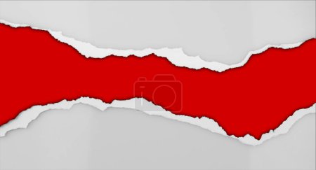 Téléchargez les photos : Trou déchiré en papier gris sur fond rouge - en image libre de droit