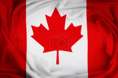 Foto de Primer plano de la sedosa bandera canadiense - Imagen libre de derechos