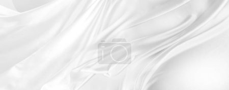 Photo for Closeup of rippled white silk fabric - Royalty Free Image