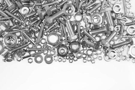 Photo for Assorted chrome nuts and bolts - Royalty Free Image
