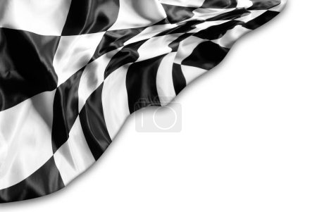 Foto de Bandera de carreras a cuadros en blanco y negro. Copiar espacio - Imagen libre de derechos