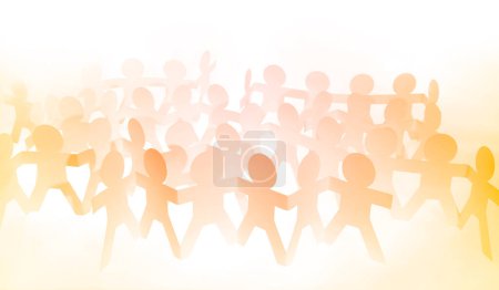 Photo for Team of paper chain people united together holding hands - Royalty Free Image