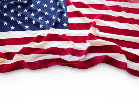 Foto de Primer plano de la bandera estadounidense sobre fondo liso - Imagen libre de derechos