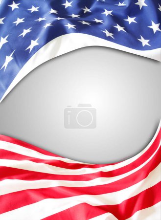 Foto de Primer plano de la bandera estadounidense sobre fondo gris - Imagen libre de derechos